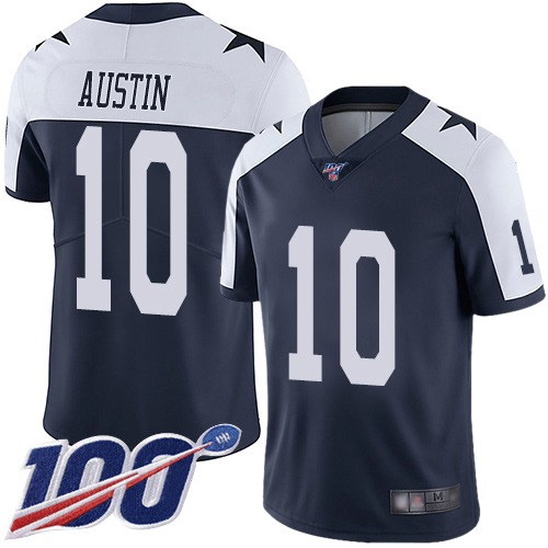 Men Dallas Cowboys Limited Navy Blue Tavon Austin Alternate #10 100th Season Vapor Untouchable Throwback NFL Jersey